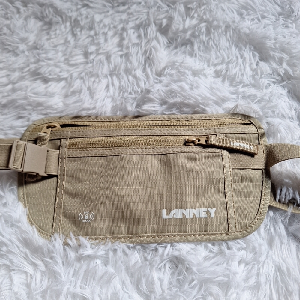 Lanney Money Belt RFID Blocking Slim Hidden Travel Money Belt Pouch